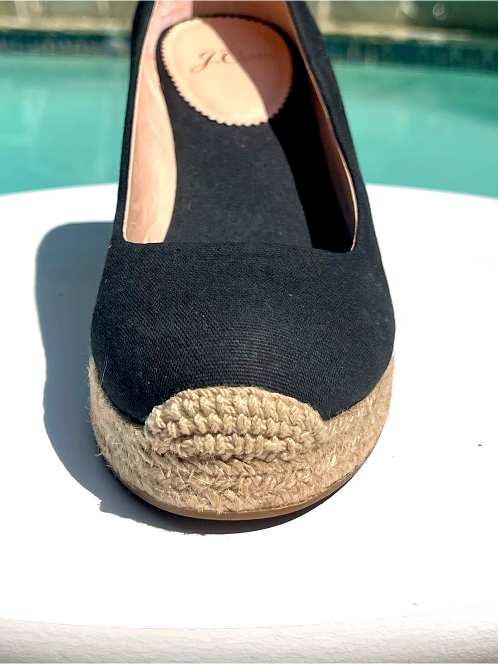 J. CREW Seville Espadrille Black Canvas Jute Wedge Slip On Shoes Size 6 - Picture 11 of 13